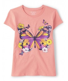 Childrens Place Sorbet Butterfly Girls Graphic Tee